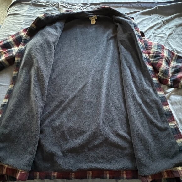 LL Bean Mens Fleece Lined Flannel Shirt Size 2XL Tall Plaid Shacket Heavyweight - Picture 8 of 10